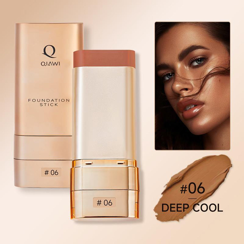 QIAWI Luminous Dual-Ended Concealer Foundation Stick – Built-in Brushes, Complimentary Puff, 24H Long-Lasting Waterproof Sweatproof, One-Swipe Even Flawless Base