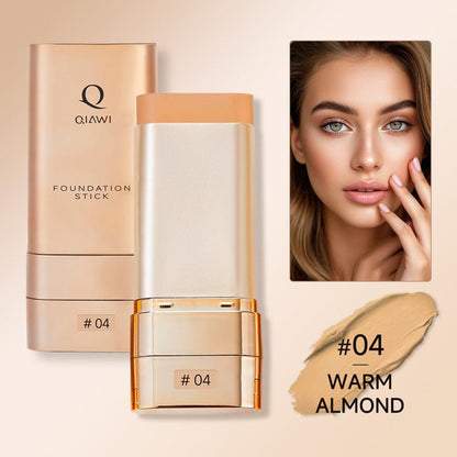 QIAWI Luminous Dual-Ended Concealer Foundation Stick – Built-in Brushes, Complimentary Puff, 24H Long-Lasting Waterproof Sweatproof, One-Swipe Even Flawless Base