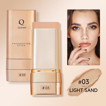 QIAWI Luminous Dual-Ended Concealer Foundation Stick – Built-in Brushes, Complimentary Puff, 24H Long-Lasting Waterproof Sweatproof, One-Swipe Even Flawless Base