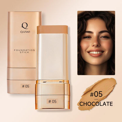 QIAWI Luminous Dual-Ended Concealer Foundation Stick – Built-in Brushes, Complimentary Puff, 24H Long-Lasting Waterproof Sweatproof, One-Swipe Even Flawless Base