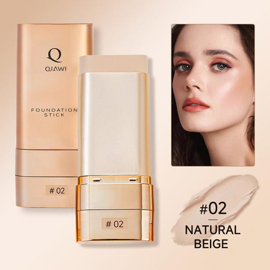 QIAWI Luminous Dual-Ended Concealer Foundation Stick – Built-in Brushes, Complimentary Puff, 24H Long-Lasting Waterproof Sweatproof, One-Swipe Even Flawless Base