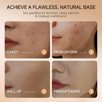 QIAWI Luminous Dual-Ended Concealer Foundation Stick – Built-in Brushes, Complimentary Puff, 24H Long-Lasting Waterproof Sweatproof, One-Swipe Even Flawless Base